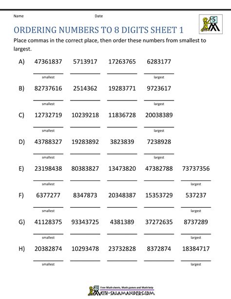 Numbers up to 8 digits .